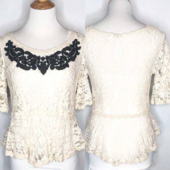 Rare Free People Lace Top in Cream size small - Picture 3 of 7